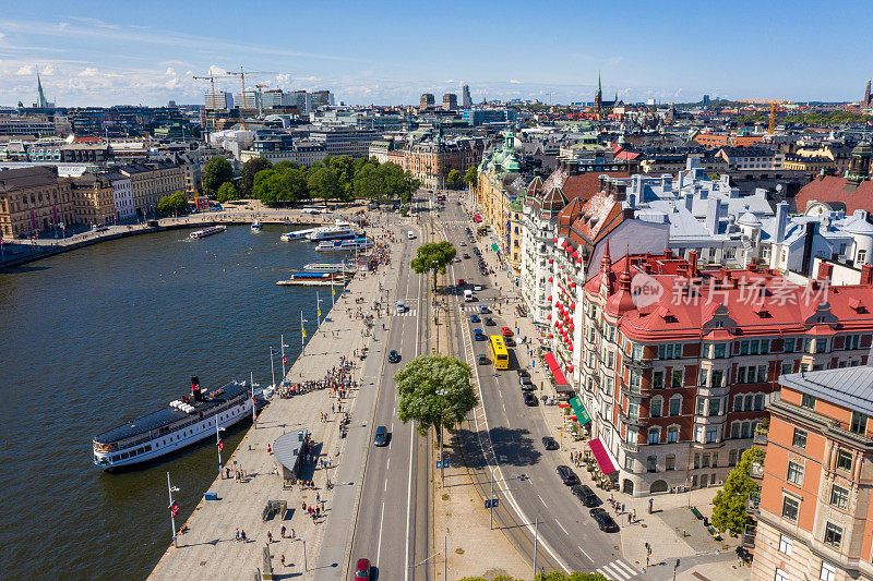 斯特兰德维根，斯德哥尔摩全景从空中看到（在朱尔加登上方）