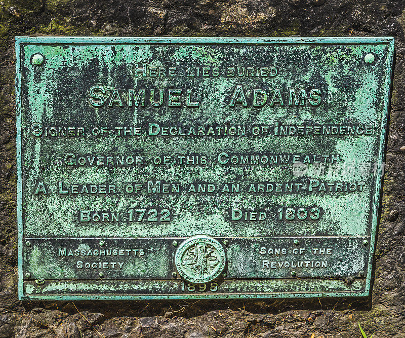 萨姆·亚当斯的坟墓，谷仓，坟地马萨诸塞波士顿革命英雄