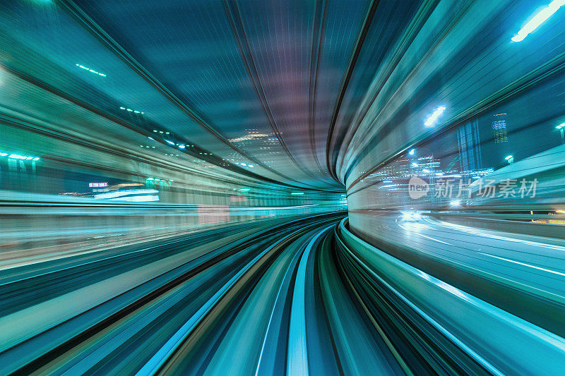 未来的高速列车运动模糊抽象日本东京