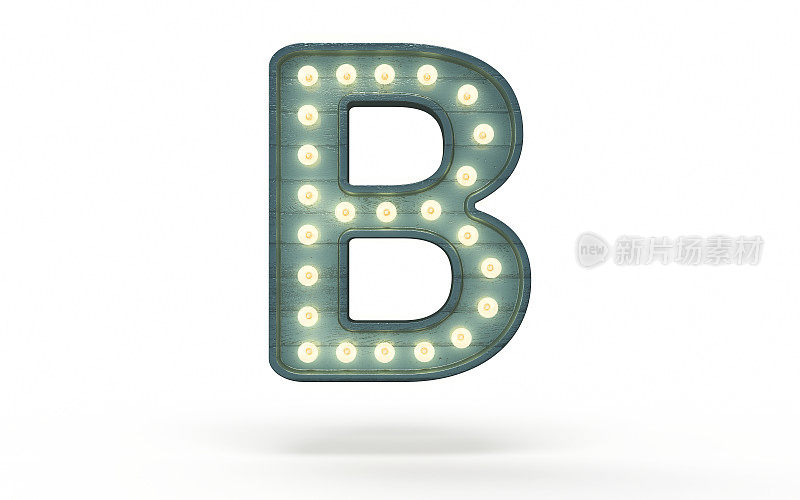 字母B装饰着绿色木头覆盖的灯泡