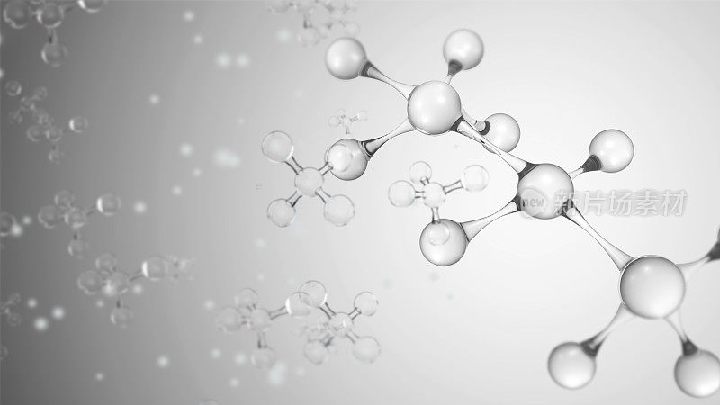 三维插图分子在水滴