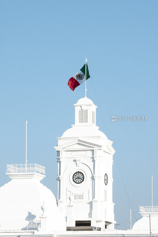 墨西哥国旗悬挂在埃莫西约政府大楼上