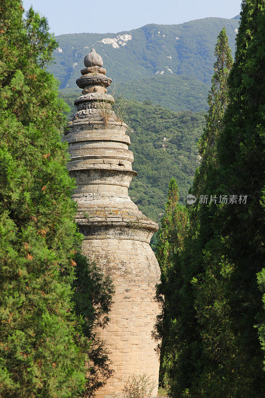 中国嵩山少林寺塔林。大祭司纪念碑。