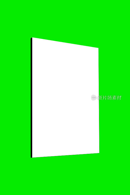 空白广告牌白色屏幕海报绿色背景的模拟图像，空白相框显示与剪贴路径为您的设计