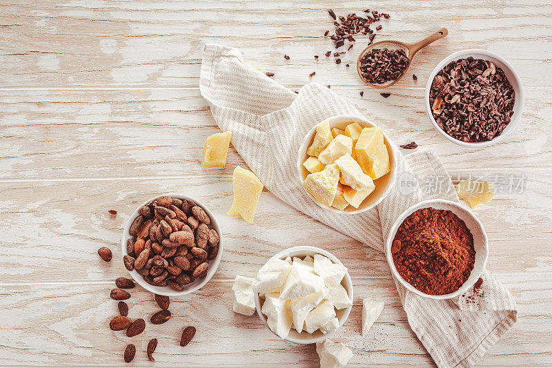 可可豆，巧克力，可可脂，可可粒和可可粉，烘焙原料