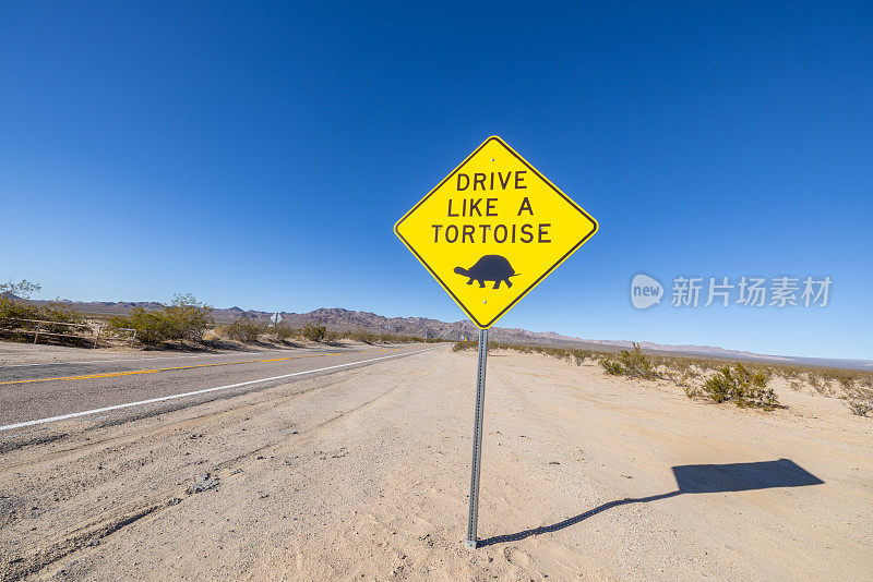 在加州莫哈韦沙漠像乌龟路标一样开车