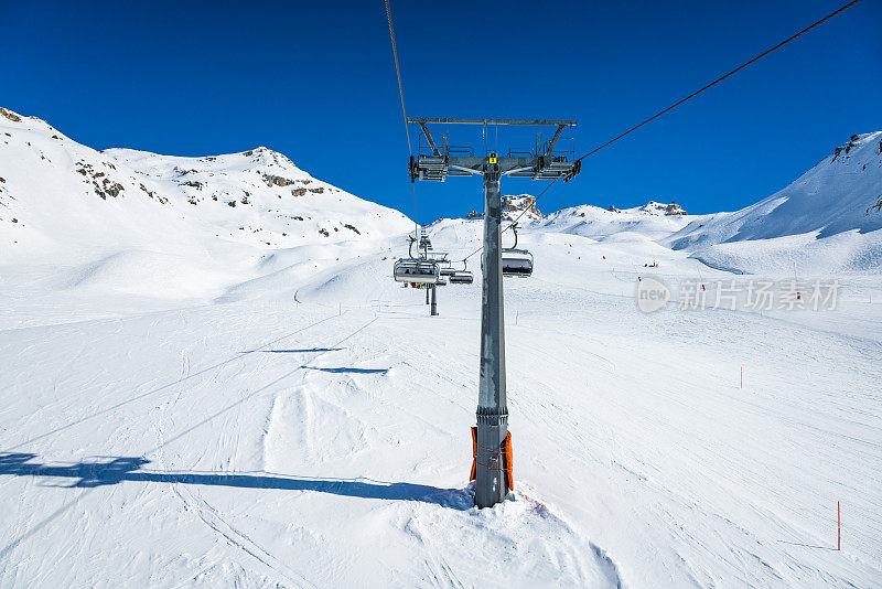 冬季滑雪胜地Cervinia，意大利库存照片