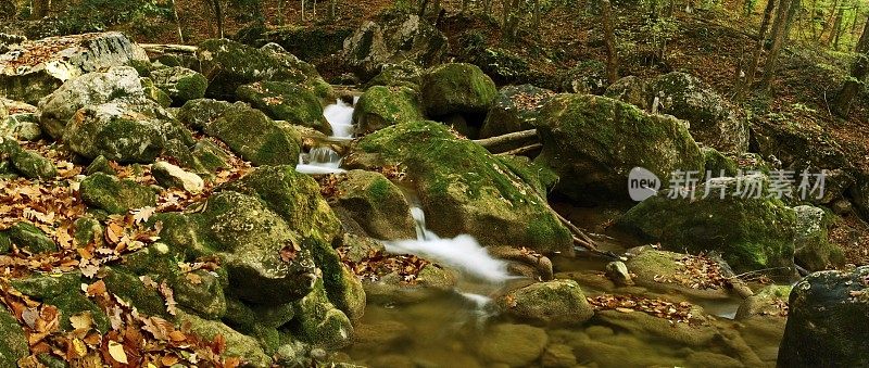 秋天山上流。