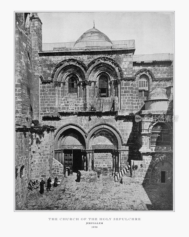 圣墓教堂，耶路撒冷，古巴勒斯坦照片，1893