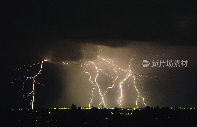 科罗拉多州丹佛技术中心上空闪电风暴