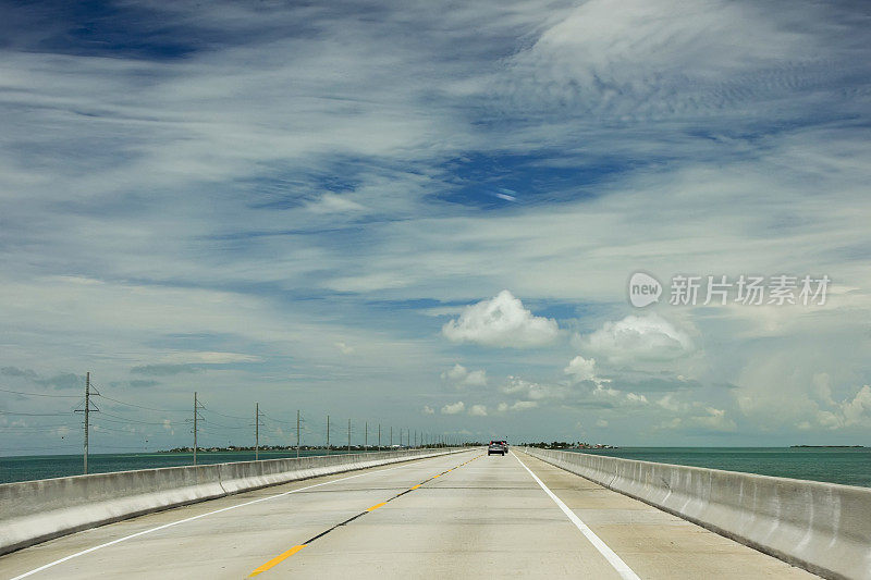 空旷的道路映衬着多云的天空