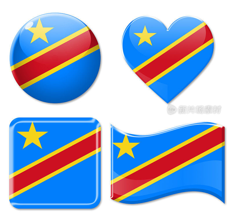 刚果共和国旗帜和图标集