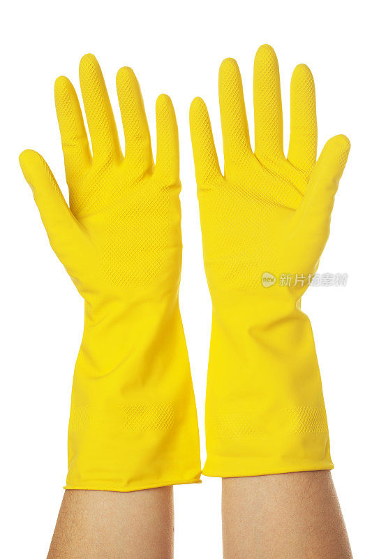黄色的乙烯基手套