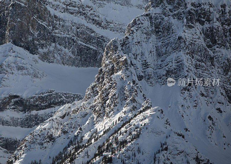 鸟瞰图-雪山，班夫国家公园，加拿大