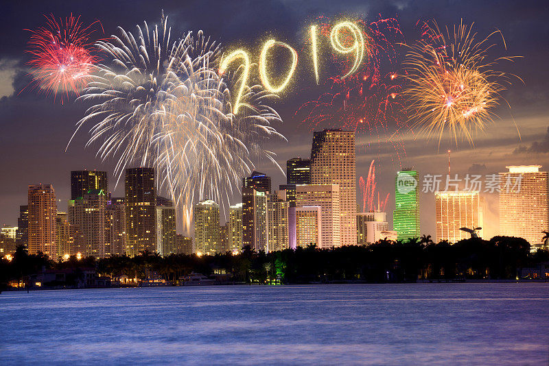 2019年美国佛罗里达州迈阿密举行新年焰火庆祝活动