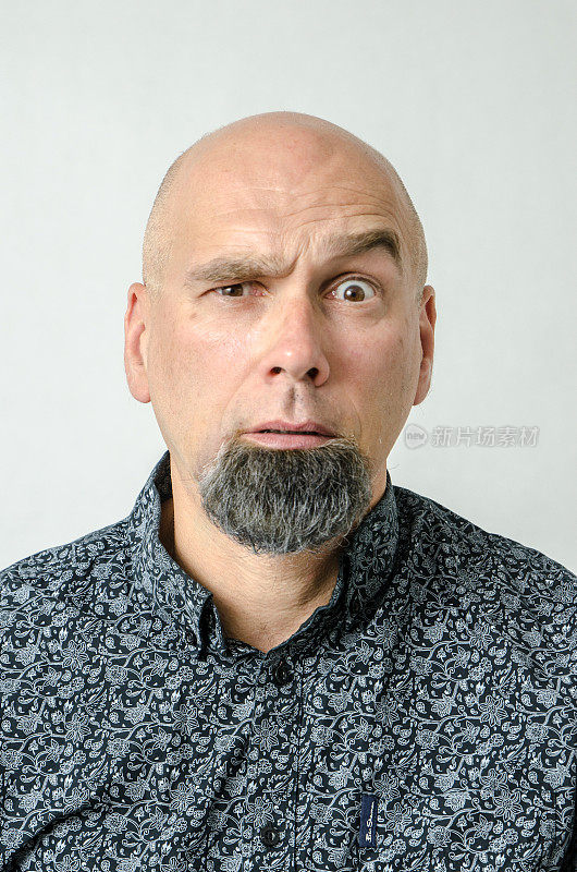 一个下巴上染黑胡须的秃顶男人的肖像