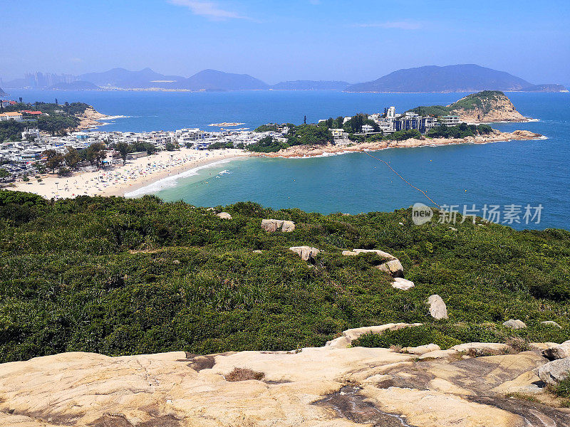 石澳海滩全景，香港岛