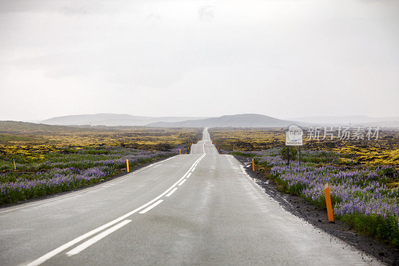 道路穿过火山景观