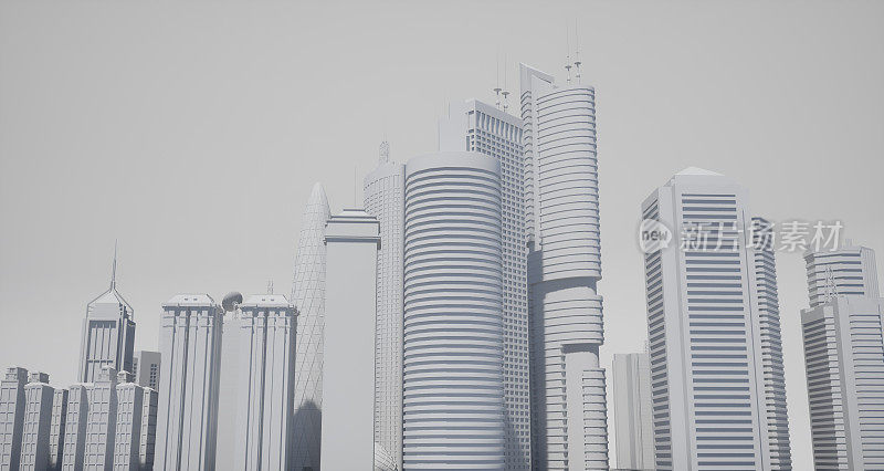 抽象的现代城市景观三维模型