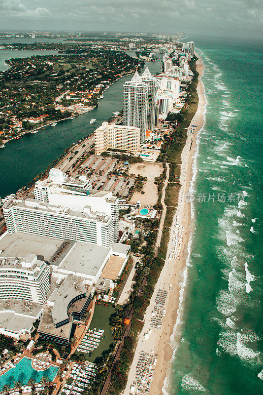 迈阿密和劳德代尔堡的空中海岸线