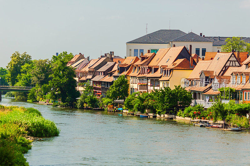 班贝克小镇。巴伐利亚。德国的建筑。德国。Regnitz河