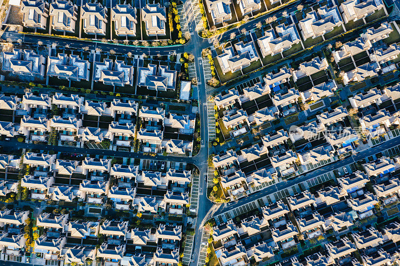 联排别墅和住宅鸟瞰图