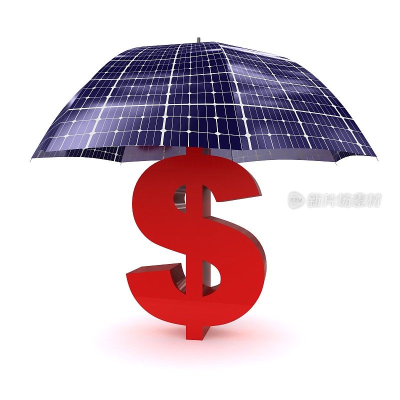 太阳能电池板可再生能源节约投资金钱美元净零排放