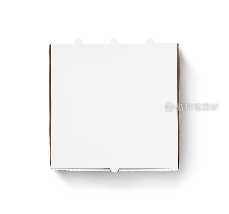 空白披萨盒设计模拟上顶视图孤立