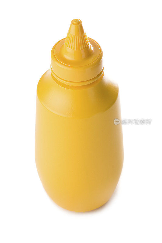 黄色芥末瓶孤立在白色背景