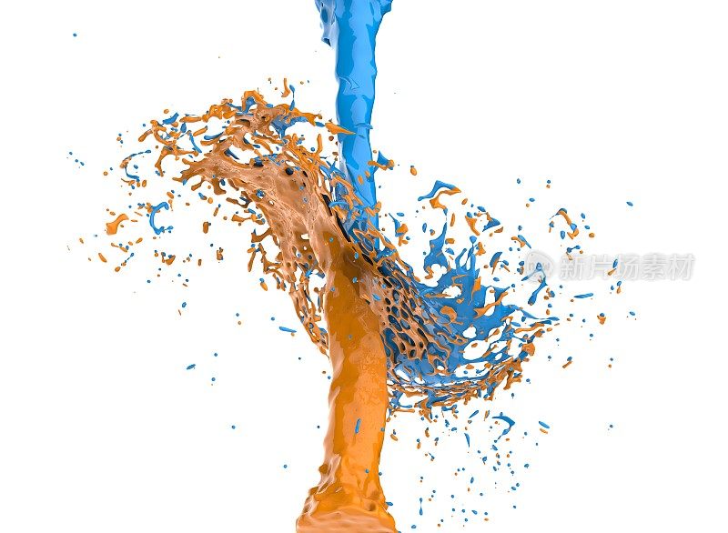 蓝橙色的油漆飞溅
