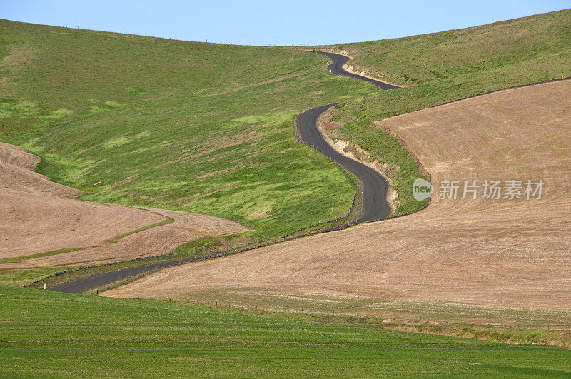 穿过华盛顿东南部田野的道路