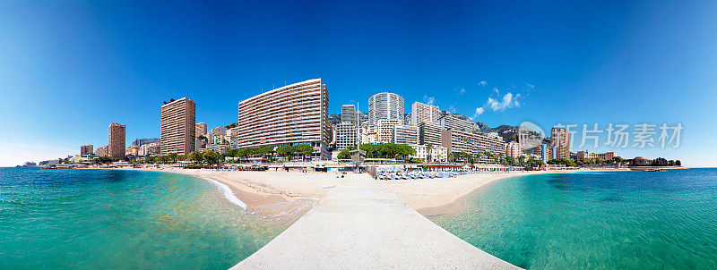 摩纳哥海滩城市景观全景