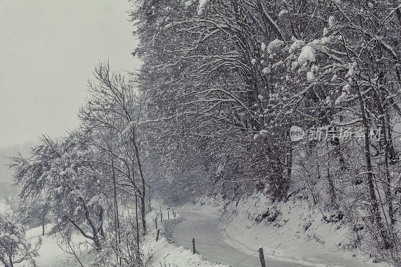 冬天的路和雪