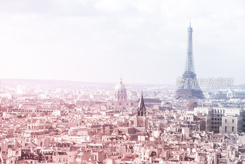 法国巴黎的天际线和埃菲尔铁塔