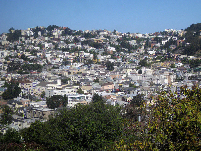 俯瞰旧金山住宅区卡斯特罗区