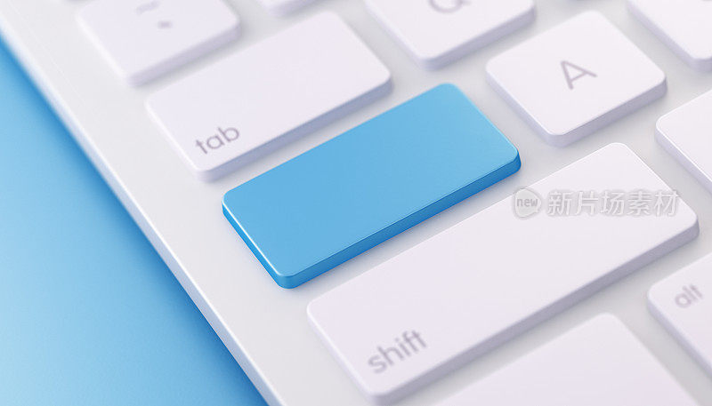 现代键盘与蓝色回车键