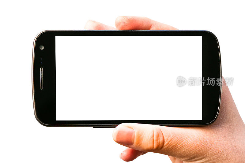 巨大的空白屏幕智能手机，孤立在白色(剪辑路径)