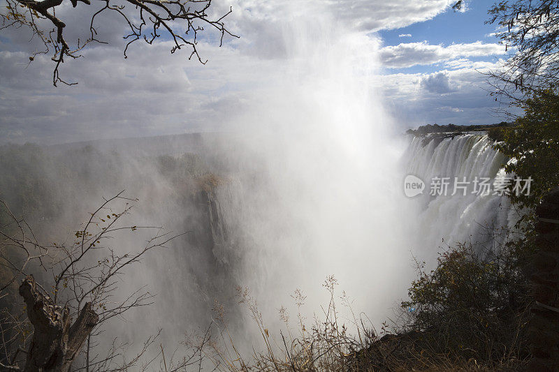 维多利亚瀑布,赞比亚。最高的瀑布
