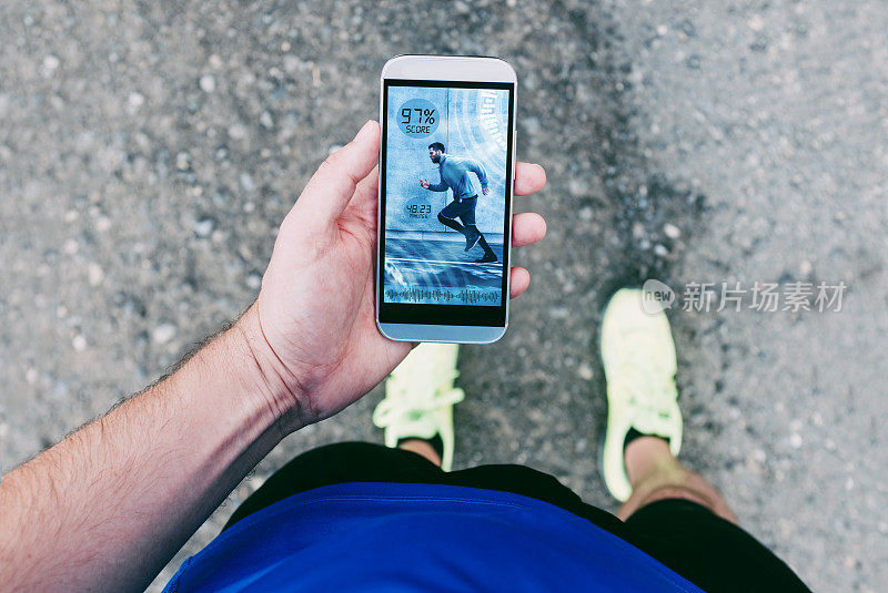 智能手机上的应用程序显示跟踪健身和跑步的结果