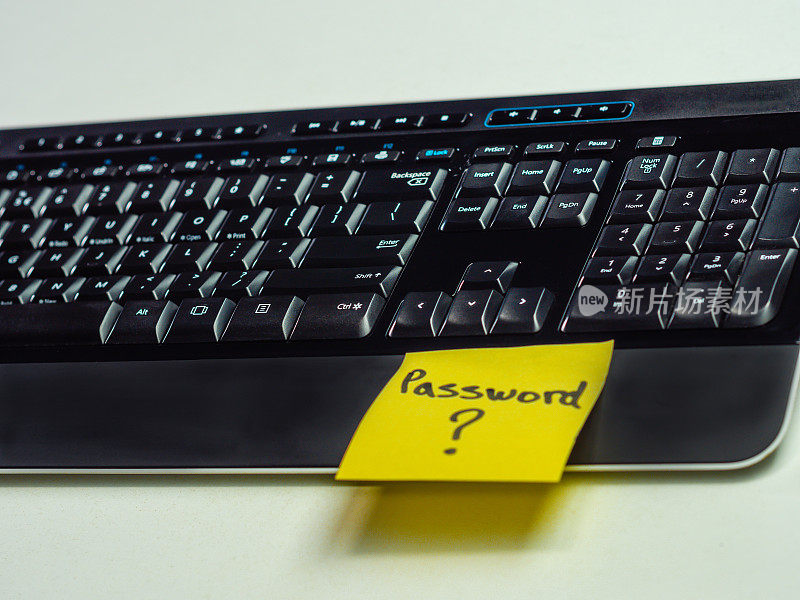 注意电脑键盘上有密码问号