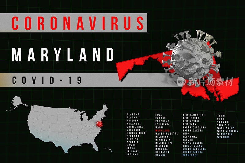 美国马里兰州-冠状病毒COVID-19地图