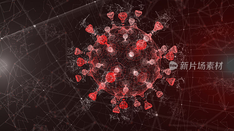 2019-ncov冠状病毒的概念。干净的高质量渲染16位。