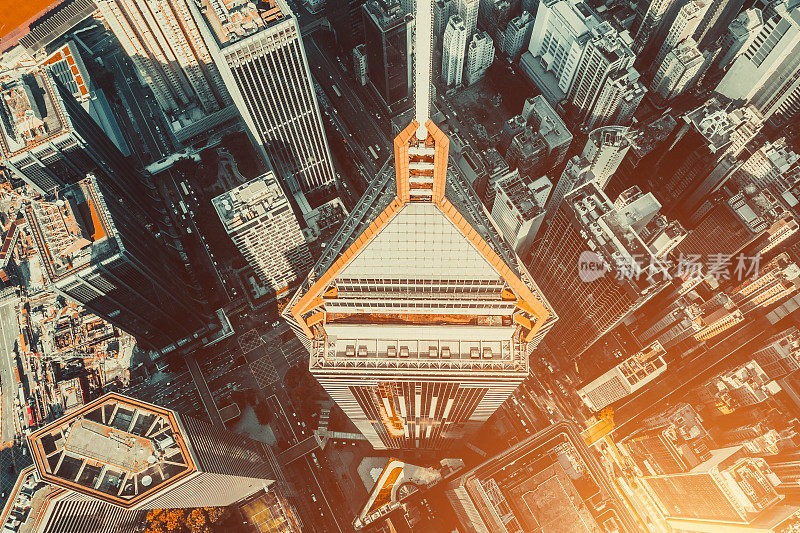 香港市区鸟瞰图。亚洲智慧城市的金融区和商业中心