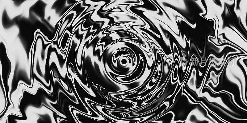 抽象的漩涡背景黑白漩涡大理石液体图案艺术