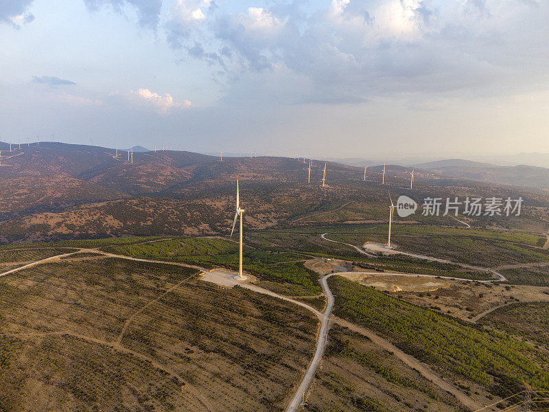 风力发电厂的无人机照片