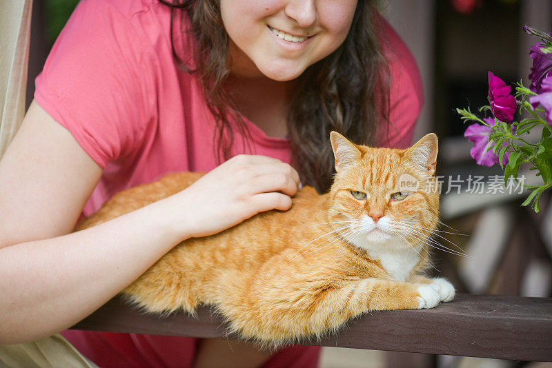 女人和英国短毛猫