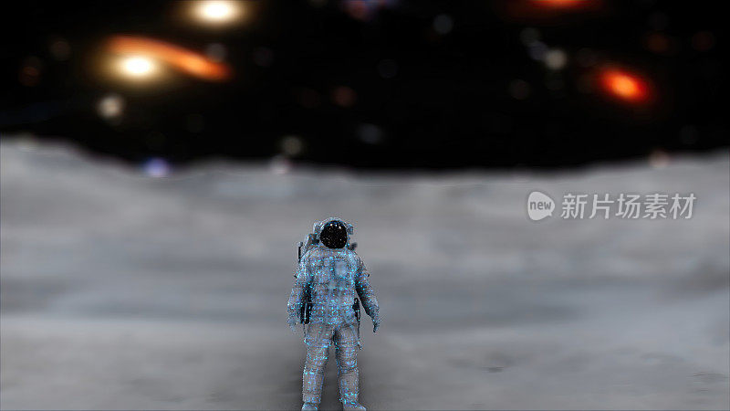 宇航员站在月球上面对相机