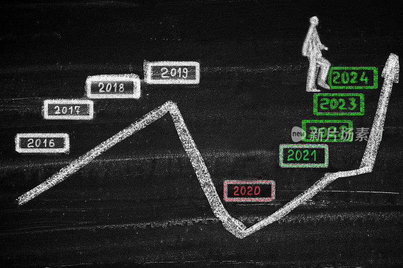 爬上楼梯迎接2024年的新年