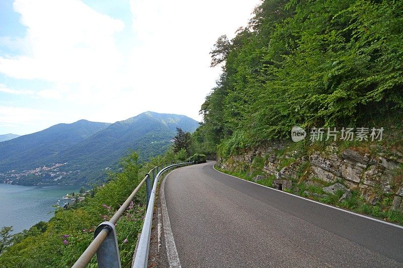 意大利科莫湖畔的风景优美的道路