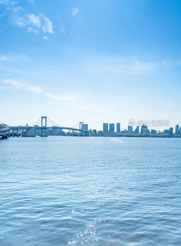 日本台场东京湾全景城市天际线